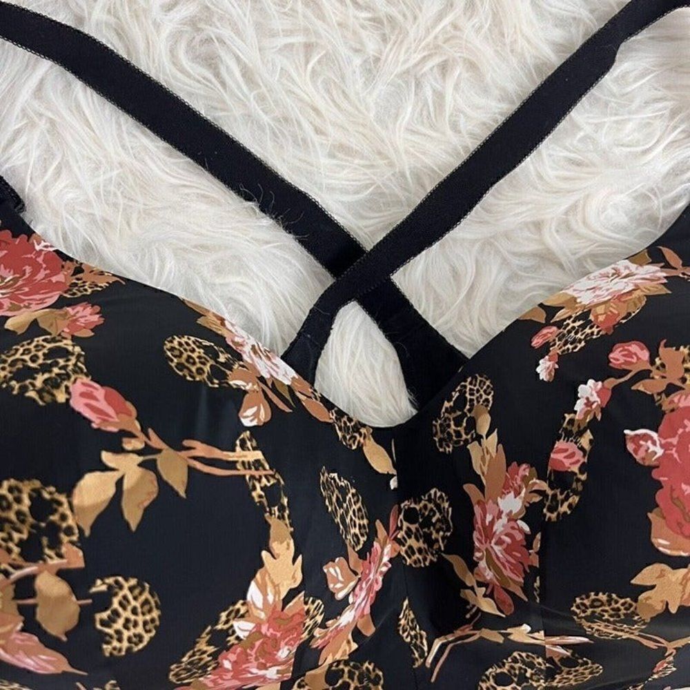 Torrid Wire-Free Lightly Lined Print Racerback Bra 42DDD Cheetah Floral Print - Picture 7 of 12